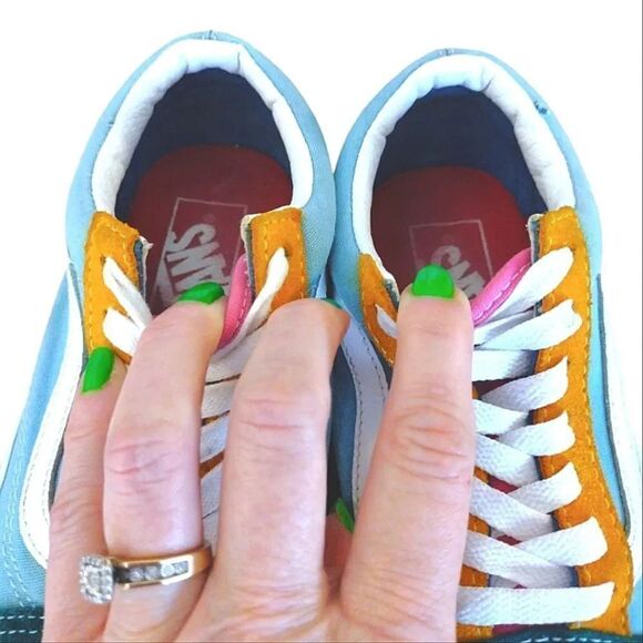 VANS Old Skool Blue Colorblock Suede Canvas Skate Sneakers W6 Y4.5 - Picture 13 of 16